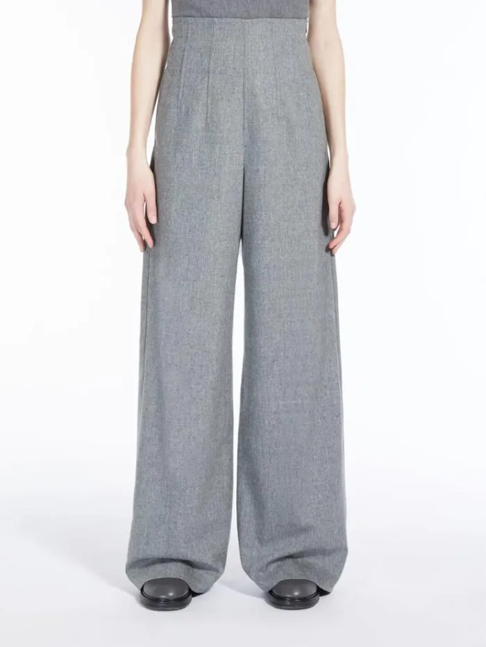 Woman Wool And Cashmere Wide Trousers Light Grey Maxmara Suit
