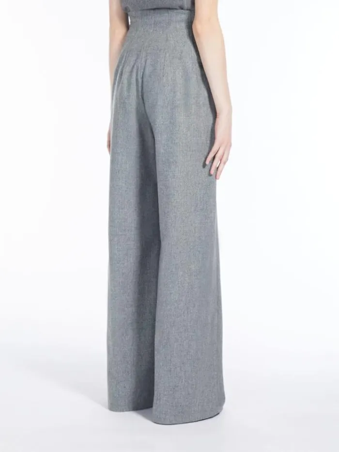Woman Wool And Cashmere Wide Trousers Light Grey Maxmara Suit Woman Wool And Cashmere Wide Trousers Light Grey Maxmara Suit