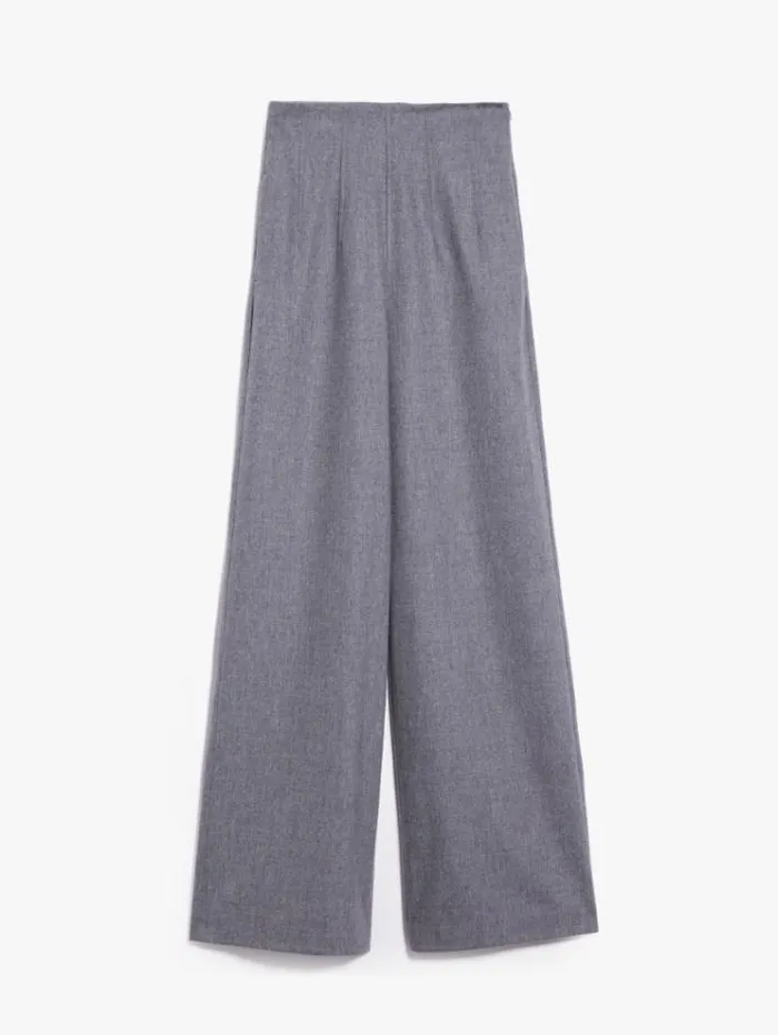 Woman Wool And Cashmere Wide Trousers Light Grey Maxmara Suit Woman Wool And Cashmere Wide Trousers Light Grey Maxmara Suit