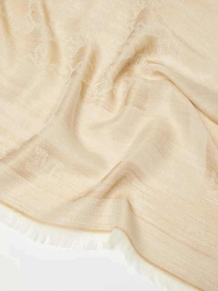 Woman Wool And Lurex Stole Beige Maxmara Scarves And Foulards Woman Wool And Lurex Stole Beige Maxmara Scarves And Foulards