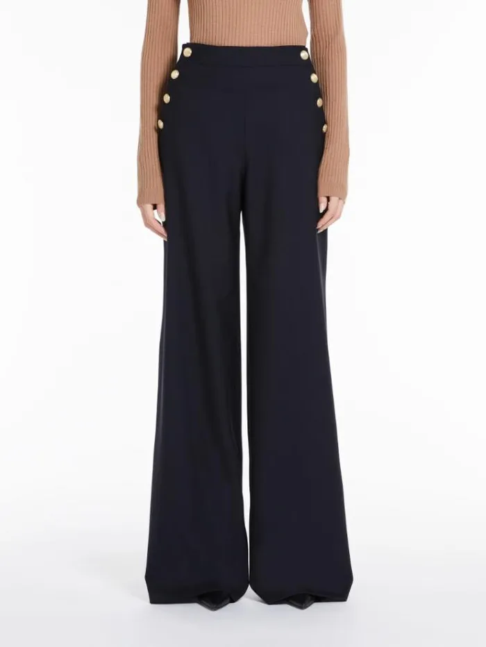 Woman Wool Blend Palazzo Trousers Navy Maxmara Suit