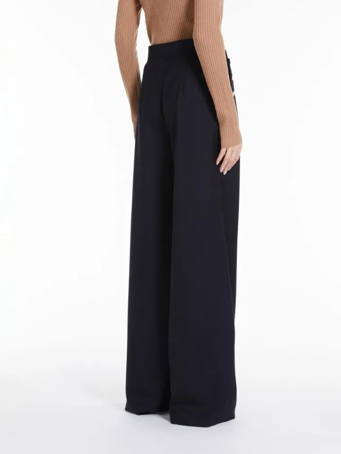 Woman Wool Blend Palazzo Trousers Navy Maxmara Suit Woman Wool Blend Palazzo Trousers Navy Maxmara Suit