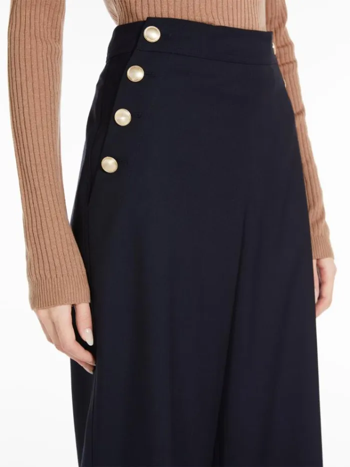 Woman Wool Blend Palazzo Trousers Navy Maxmara Suit Woman Wool Blend Palazzo Trousers Navy Maxmara Suit