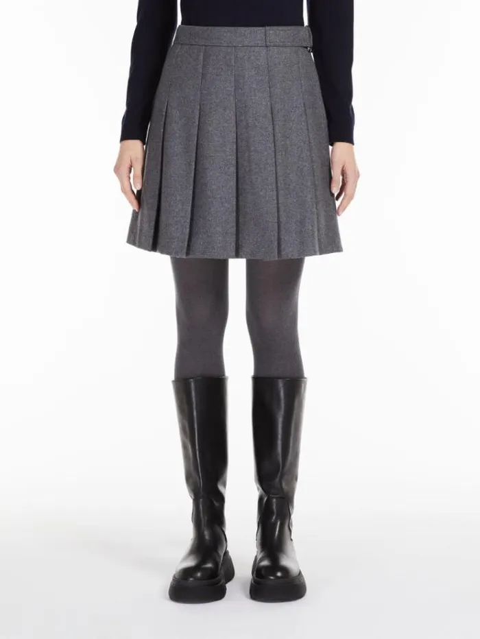Woman Wool Flannel Skirt Medium Grey Maxmara Skirts