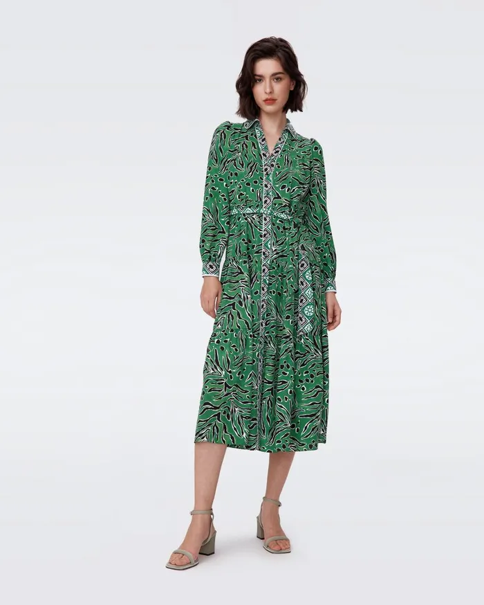Women Alea Dress Huge Water Tygress Green And Paper Cut Geo DVF Dresses