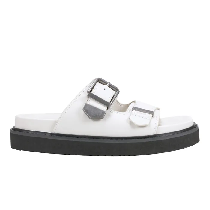 Women Amirra Buckle Slide Sandal Chic Cream Leather Marc Fisher Sandals