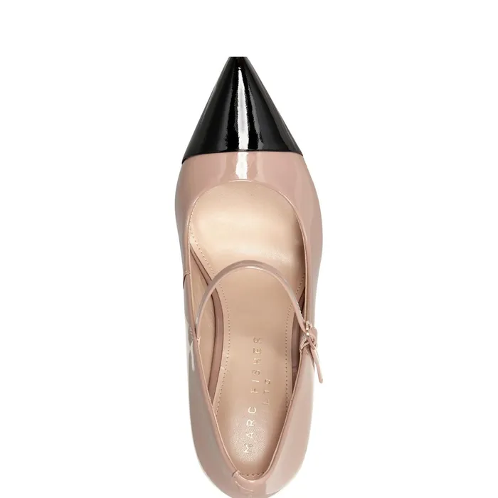 Women Anellie Cap Toe Dress Pump Natural Patent Leather Marc Fisher Heels and Pumps
