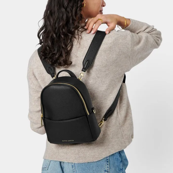 Women Backpacks Katie Loxton Mika Small Black Backpack 8211 Vegan Leather