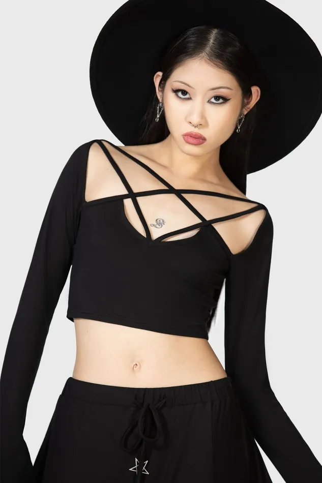Women Basics Killstar Celestial Night Crop Top