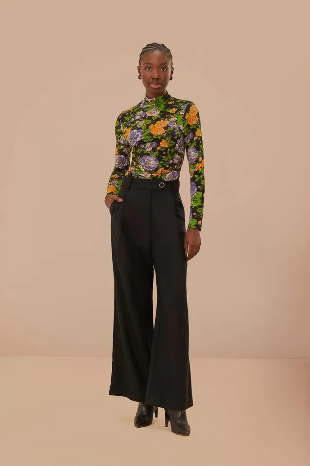 Women Black Hight Waisted Pants Black FARM Rio Pants