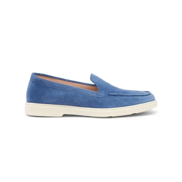 Women Blue Suede Loafer Santoni Loafers