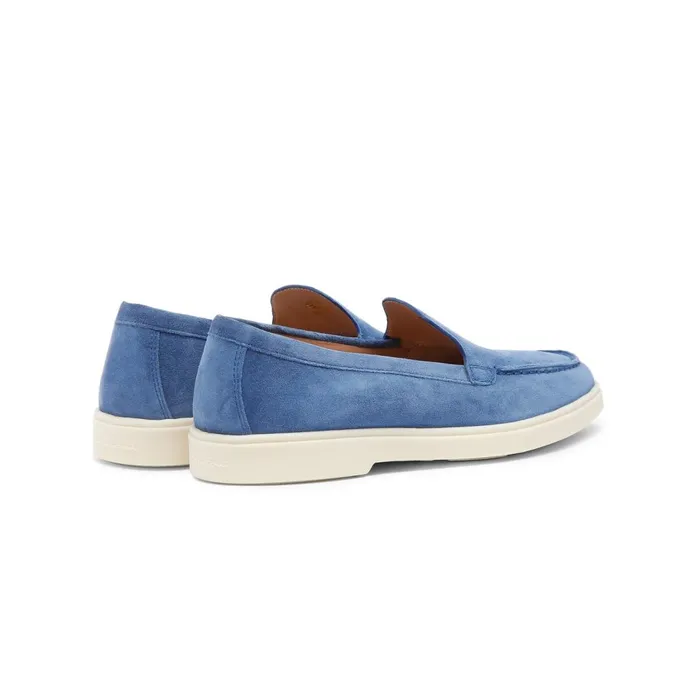 Women Blue Suede Loafer Santoni Loafers