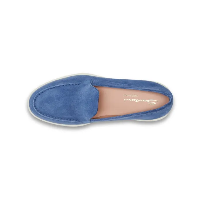 Women Blue Suede Loafer Santoni Loafers
