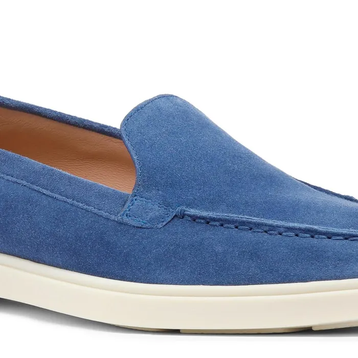 Women Blue Suede Loafer Santoni Loafers