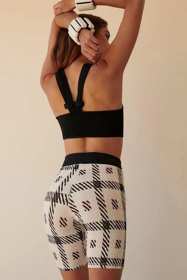 Women Bottoms Free People Plaid Spin Shorts White