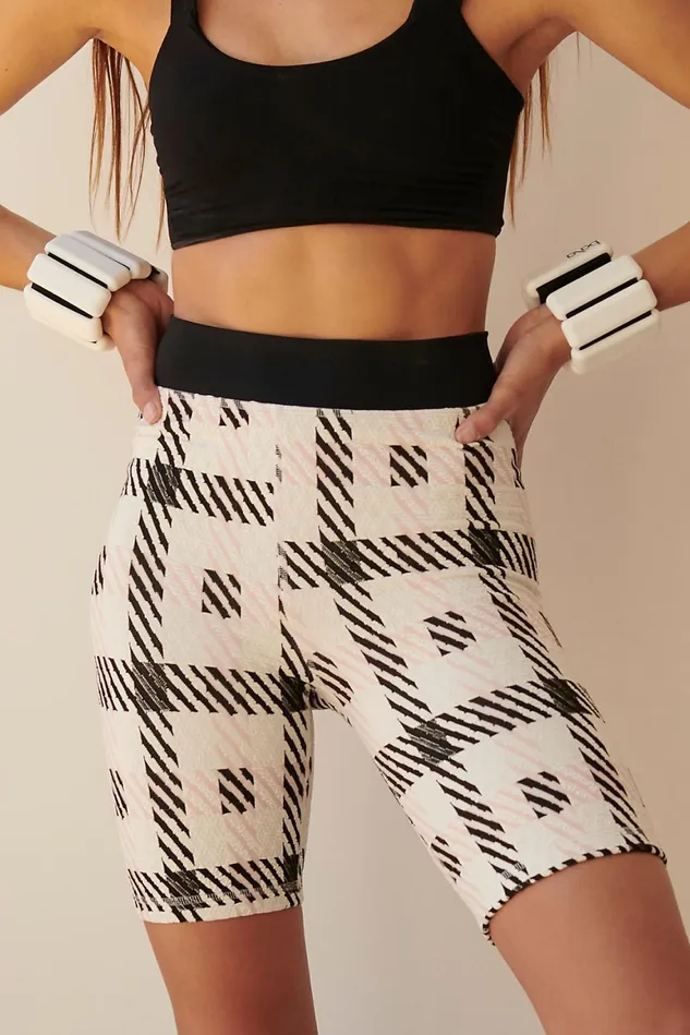 Women Bottoms Free People Plaid Spin Shorts White