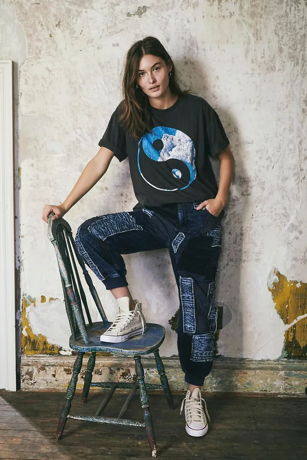 Women Boyfriend Jeans Free People Sitka Patched Jogger True Indigo