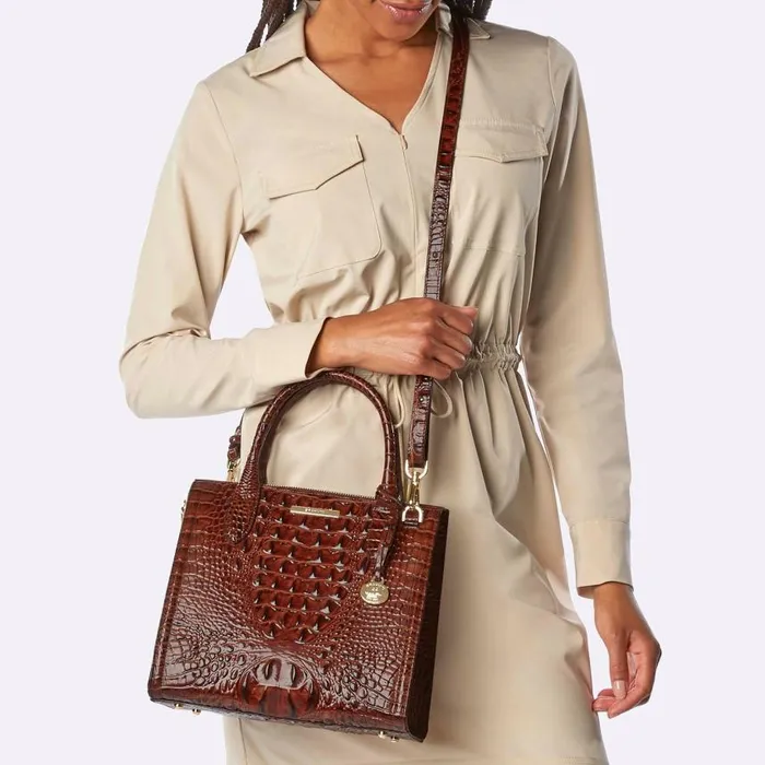 Women Brahmin Satchels Small Caroline Anthracite Flashback