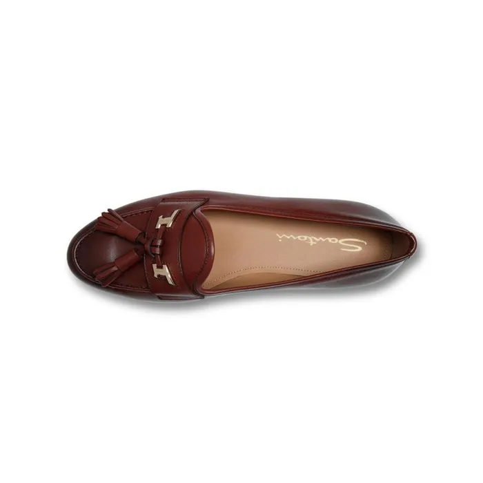 Women Brown Nappa Leather Andrea Tassel Loafer Santoni Loafers
