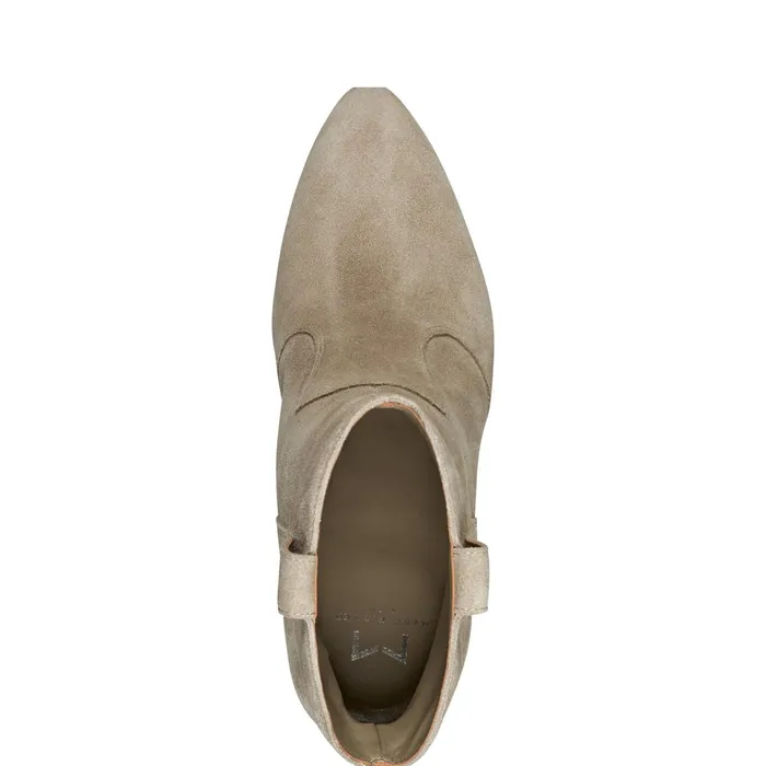 Women Carissa Heeled Western Bootie Natural Suede Marc Fisher Casual Boots
