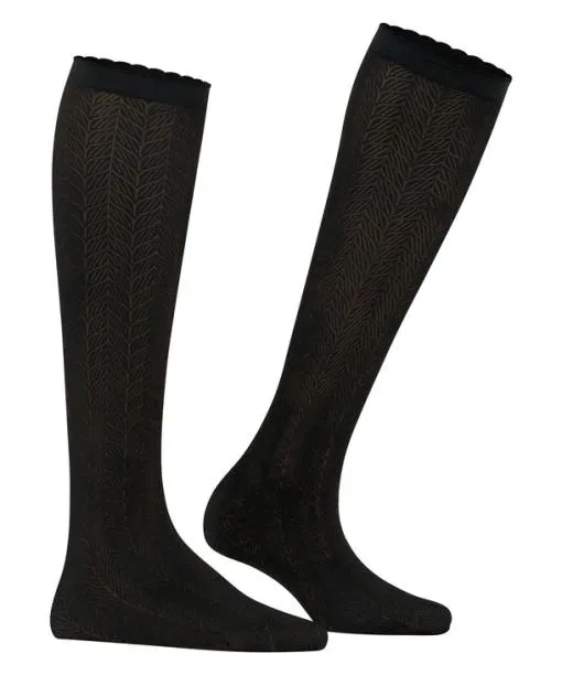 Women Chlorophyll 60 DEN Women Kneehigh Socks Black FALKE Fullyfashioned Stockings