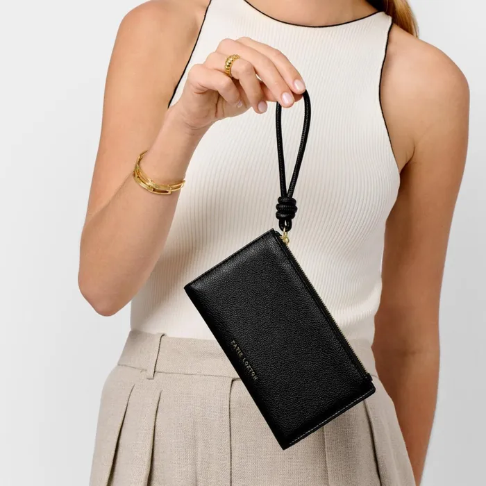 Women Clutch Bags and Pouches Katie Loxton Asha FoldOut Wristlet In Black