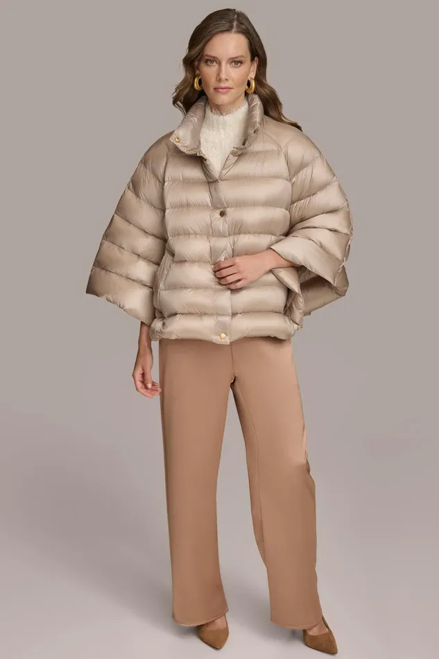Women Coats And Jackets Donna Karan PUFFER CAPE Latte