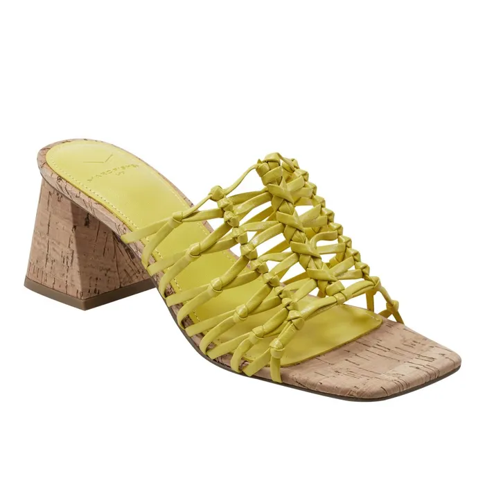 Women Colica Block Heel Sandal Yellow Marc Fisher Mules and Slides