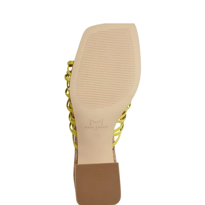 Women Colica Block Heel Sandal Yellow Marc Fisher Mules and Slides
