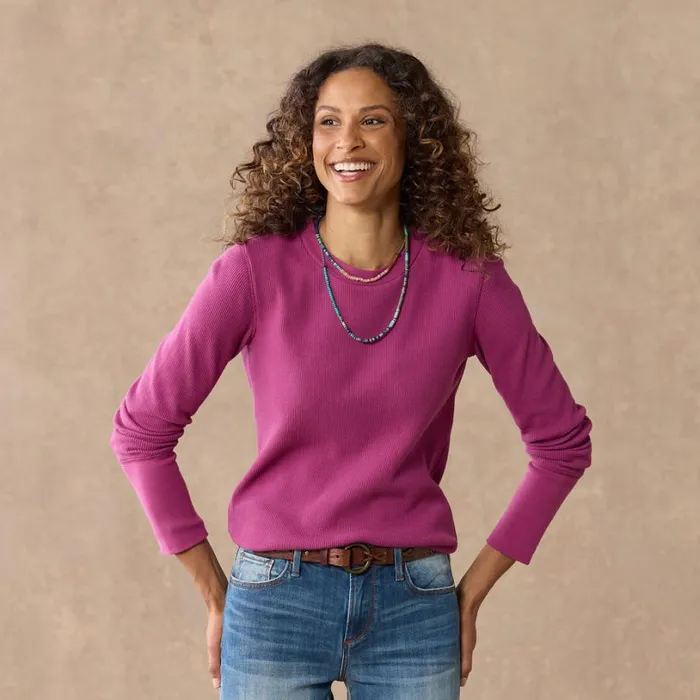 Women Crewneck Thermal Heather Gray Sundance Catalog Tops Women Crewneck Thermal Heather Gray Sundance Catalog Tops