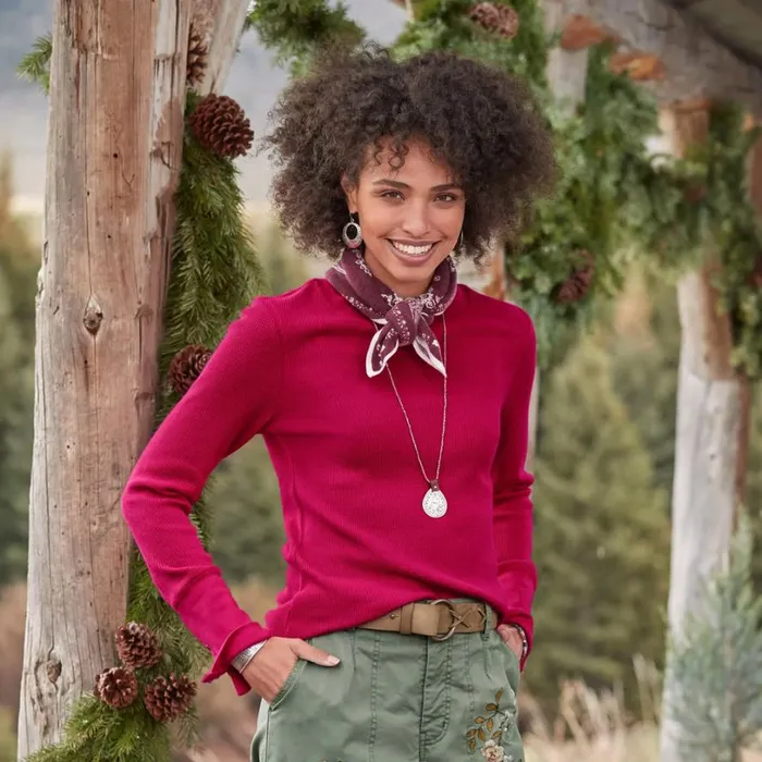 Women Crewneck Thermal Heather Gray Sundance Catalog Tops Women Crewneck Thermal Heather Gray Sundance Catalog Tops