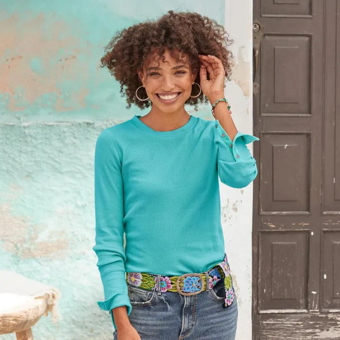 Women Crewneck Thermal Heather Gray Sundance Catalog Tops Women Crewneck Thermal Heather Gray Sundance Catalog Tops