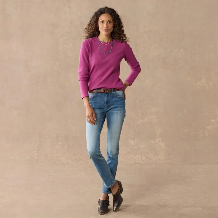 Women Crewneck Thermal Heather Gray Sundance Catalog Tops Women Crewneck Thermal Heather Gray Sundance Catalog Tops