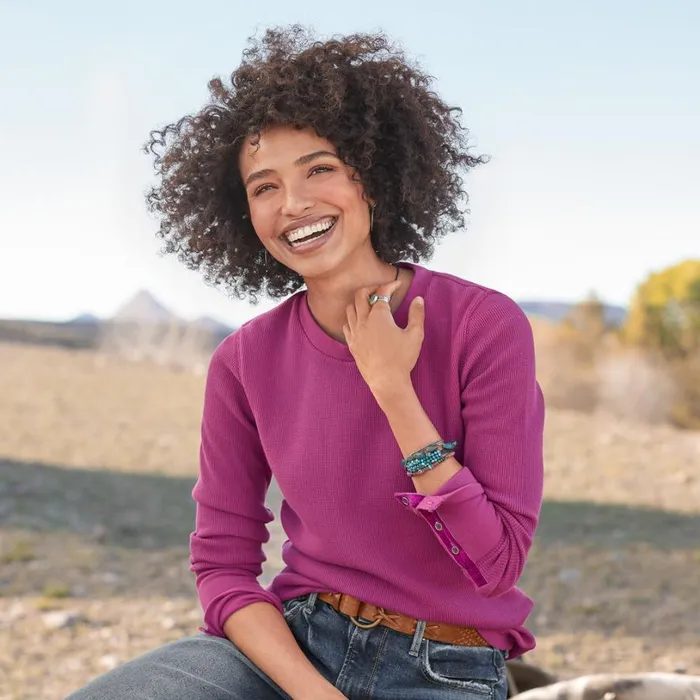 Women Crewneck Thermal Heather Gray Sundance Catalog Tops Women Crewneck Thermal Heather Gray Sundance Catalog Tops