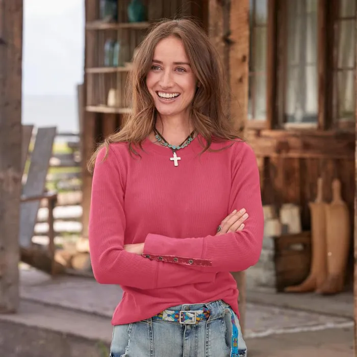 Women Crewneck Thermal Heather Gray Sundance Catalog Tops Women Crewneck Thermal Heather Gray Sundance Catalog Tops
