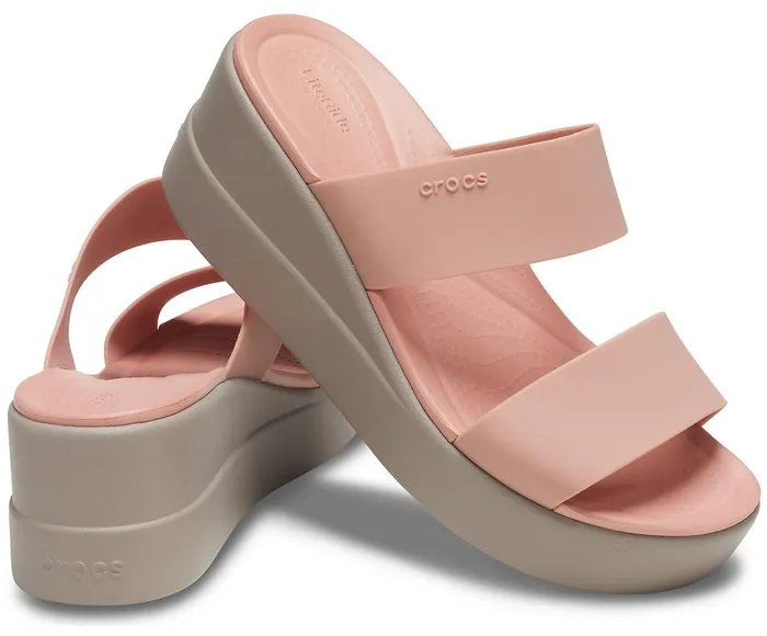 Women Crocs Brooklyn Mid Wedge Pale Blush Crocs Sandals