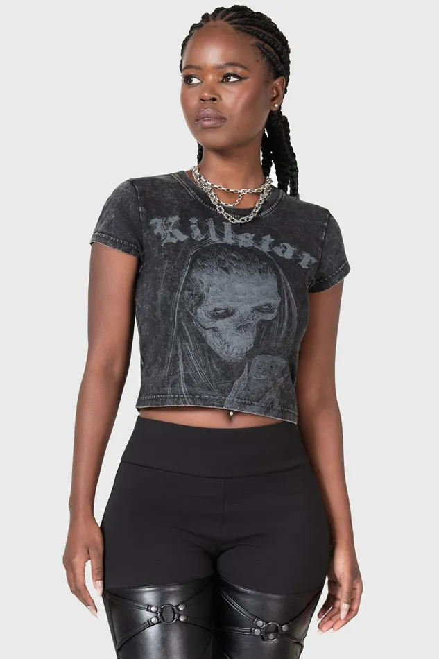 Women Crop Killstar Digi Death Shrunken TShirt
