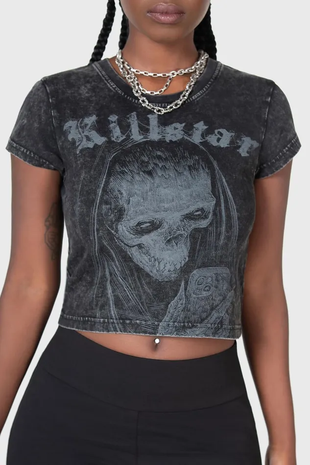 Women Crop Killstar Digi Death Shrunken TShirt