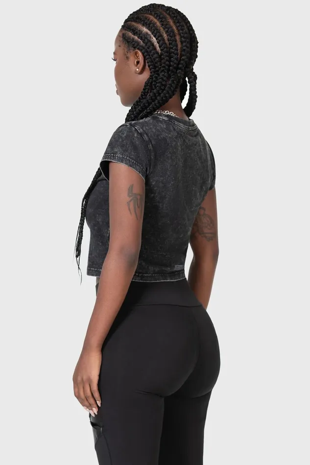 Women Crop Killstar Digi Death Shrunken TShirt