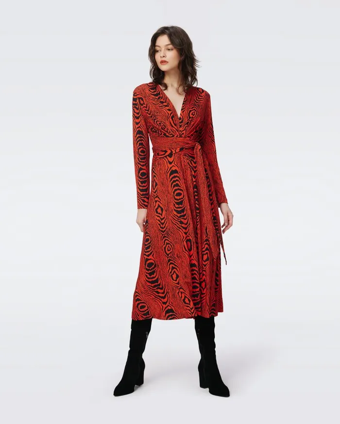 Women Dorothee Dress Wood Grain Red DVF Dresses