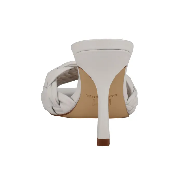 Women Draya Square Toe Slide White Leather Marc Fisher Mules and Slides