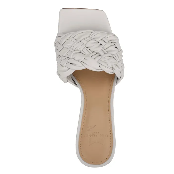 Women Draya Square Toe Slide White Leather Marc Fisher Mules and Slides