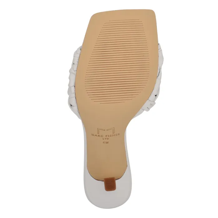Women Draya Square Toe Slide White Leather Marc Fisher Mules and Slides