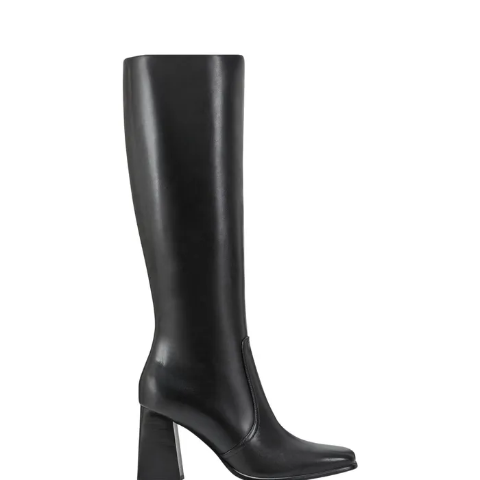 Women Dreeam Block Heeled Boot Black Leather Marc Fisher Dress Boots