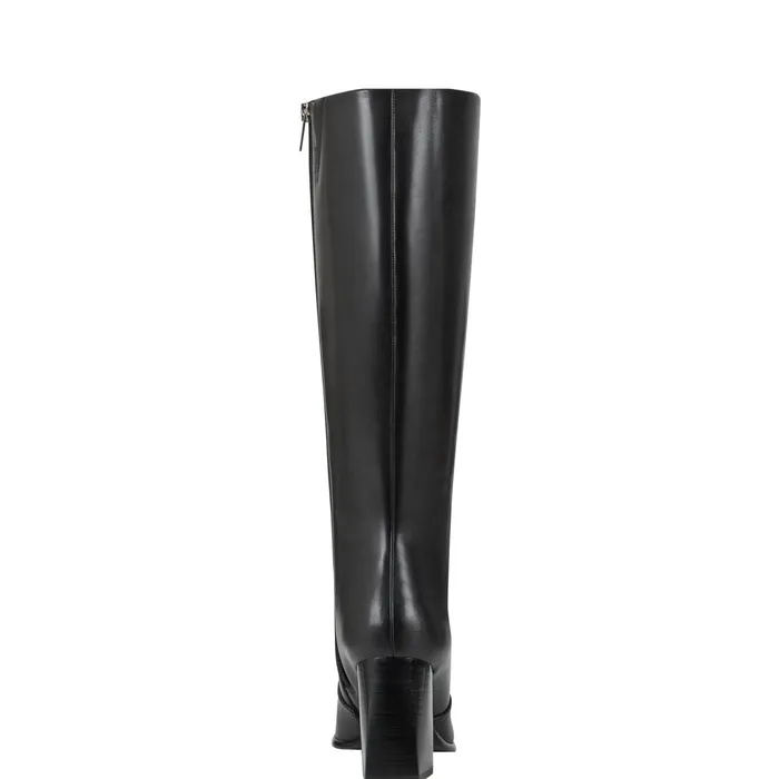 Women Dreeam Block Heeled Boot Black Leather Marc Fisher Dress Boots