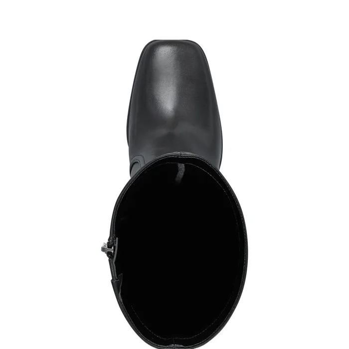 Women Dreeam Block Heeled Boot Black Leather Marc Fisher Dress Boots