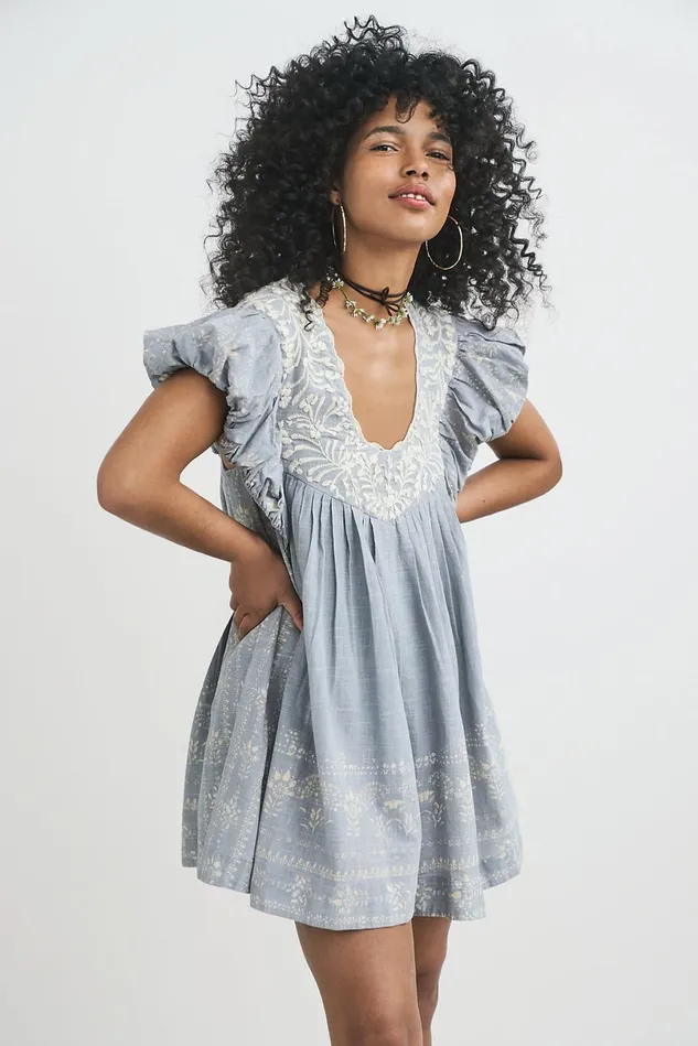 Women Dresses Free People Cutie Pie Romper Periwinkle Combo