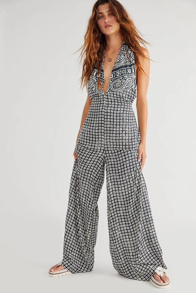 Women Dresses Free People Riley One Piece Charcoal Combo