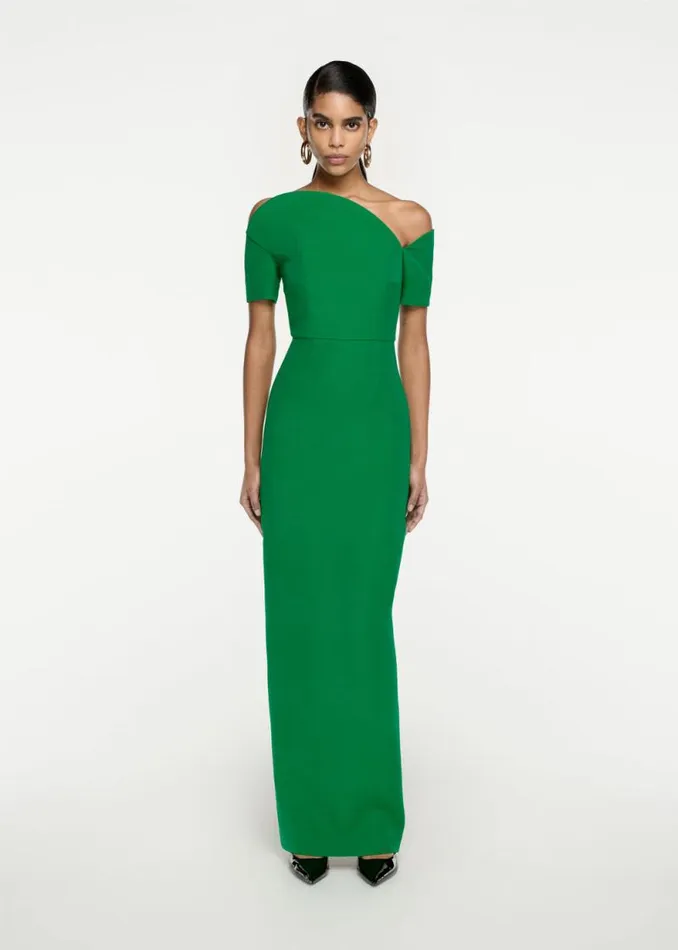 Women Dresses Roland Mouret Asymmetric Silk Wool Maxi Dress
