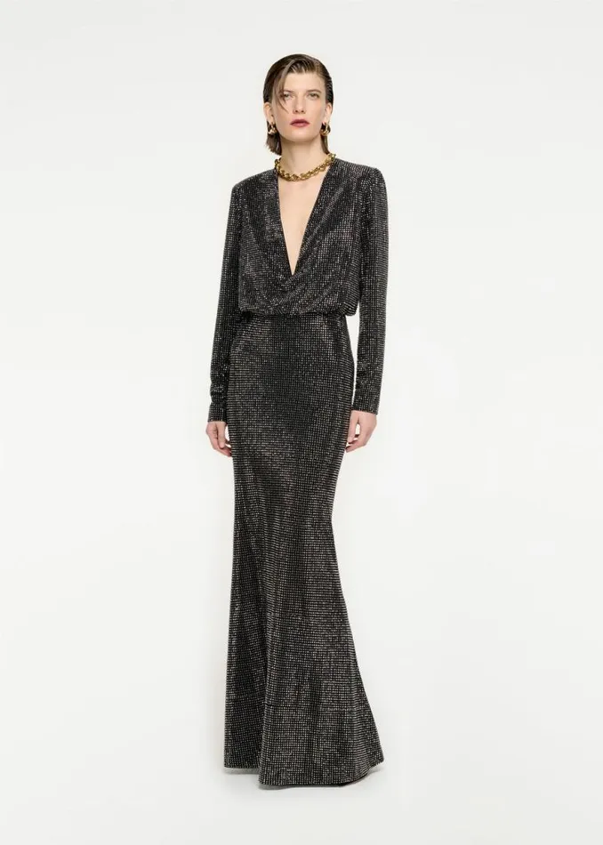 Women Dresses Roland Mouret Long Sleeve Diamante Maxi Dress